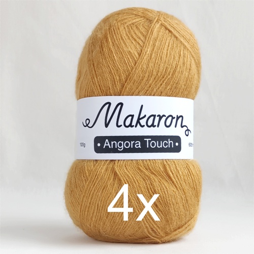 4 klubka Angora Touch hořčicová