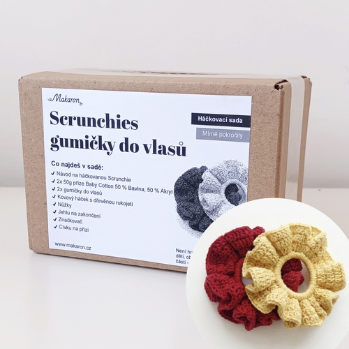 Háčkovací sada Scrunchies – 2× gumičky do vlasů