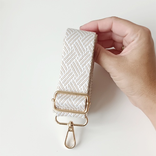 Popruh béžo bílý