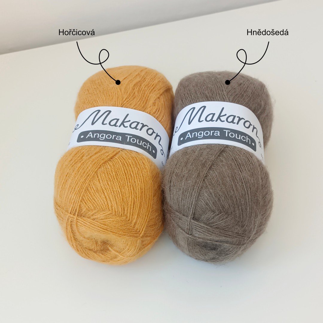 Angora Touch hořčicová a hnědošedá