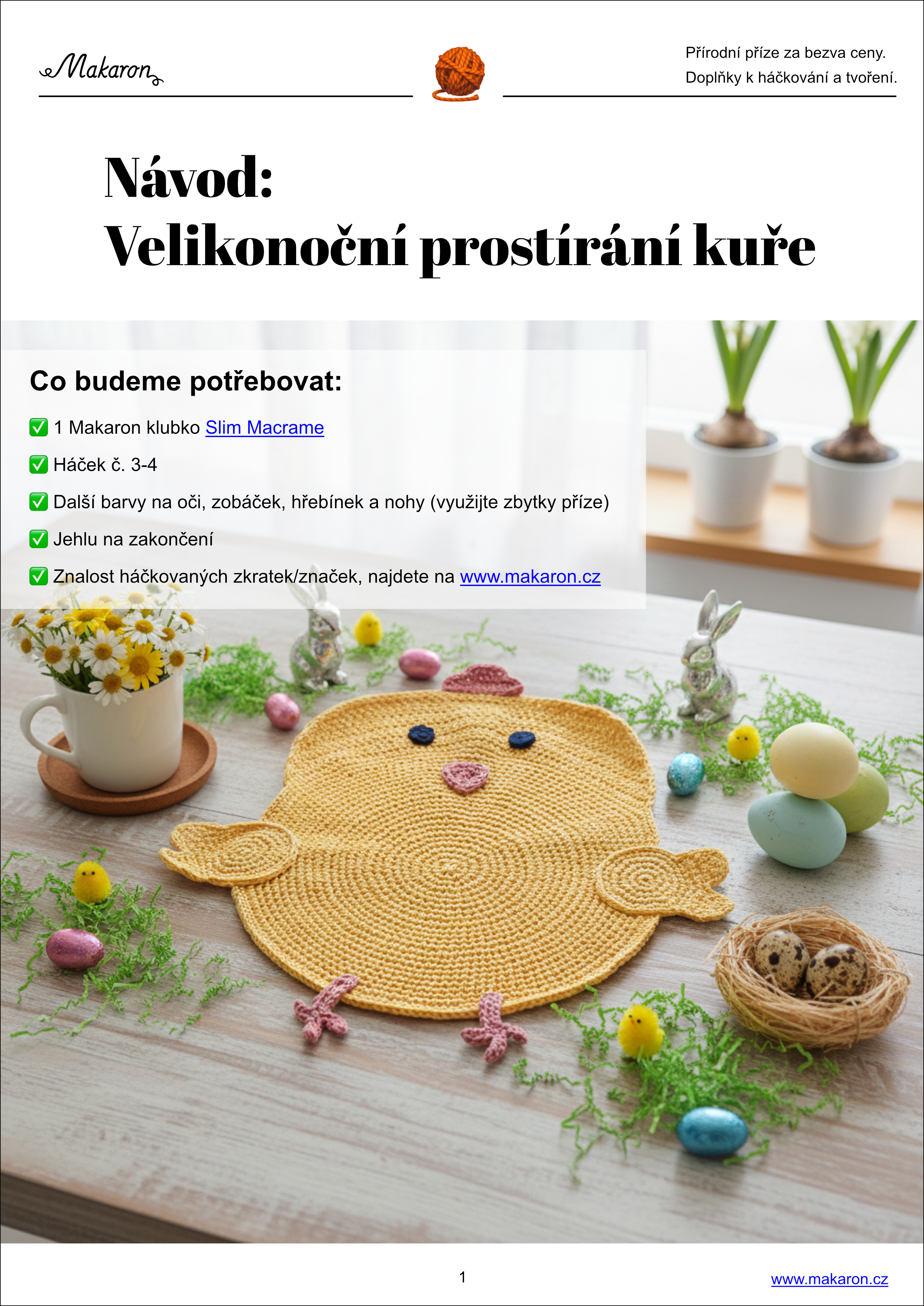 Návod na prostírání kuře