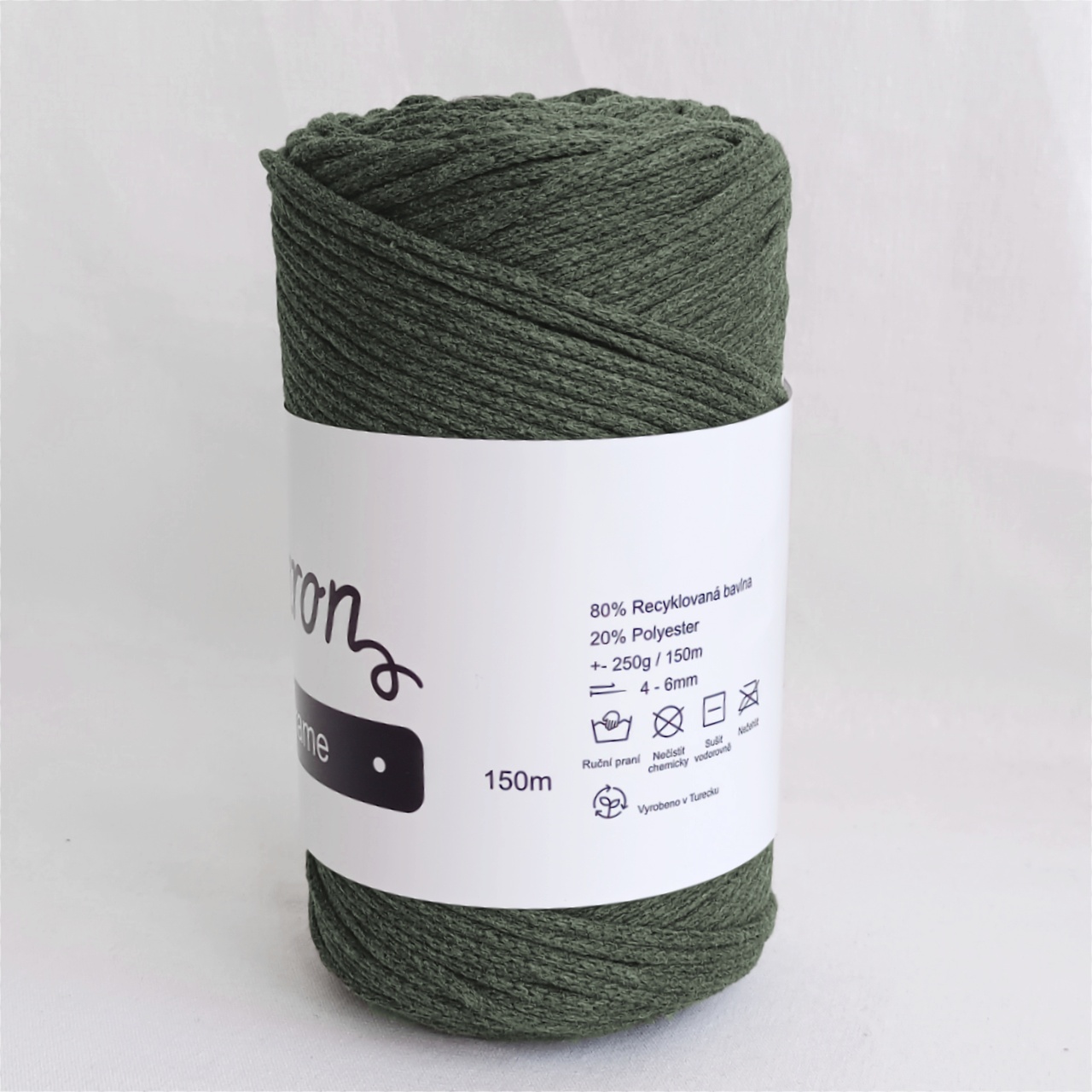 Cotton Macrame khaki zelená 3mm - 3