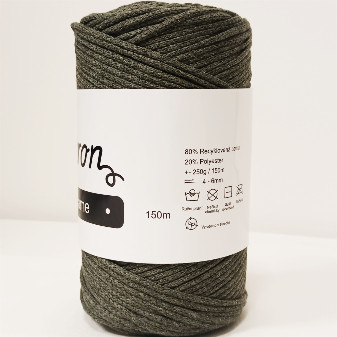 Cotton Macrame khaki zelená 3mm - 3