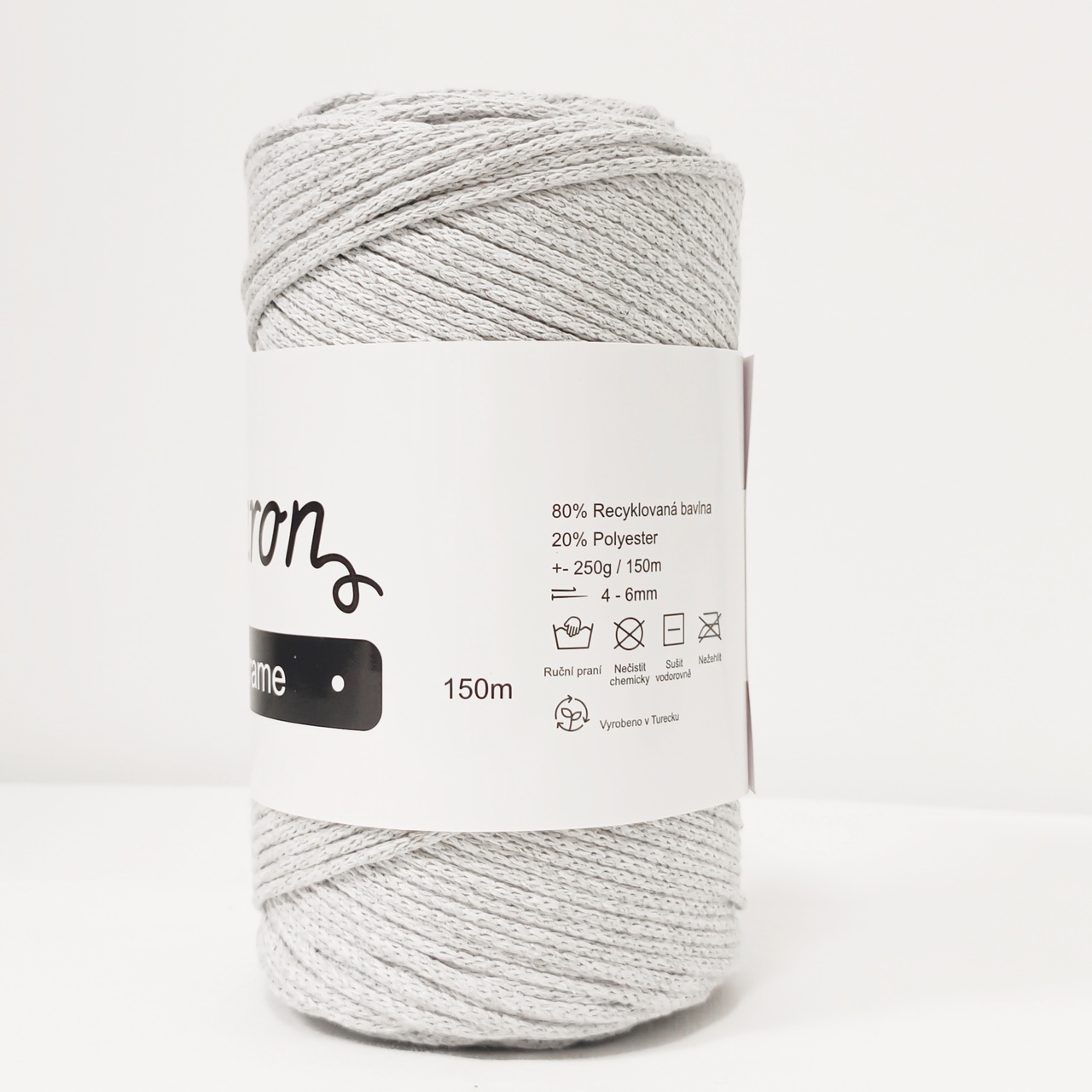 Cotton Macrame světle šedá 3mm - 2