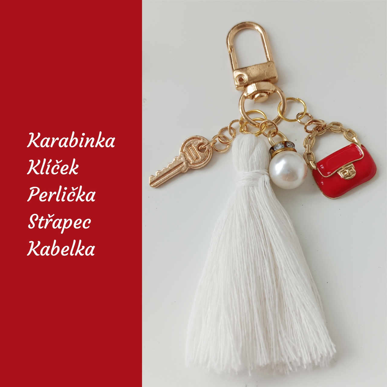 Přívěsek na kabelku – červená