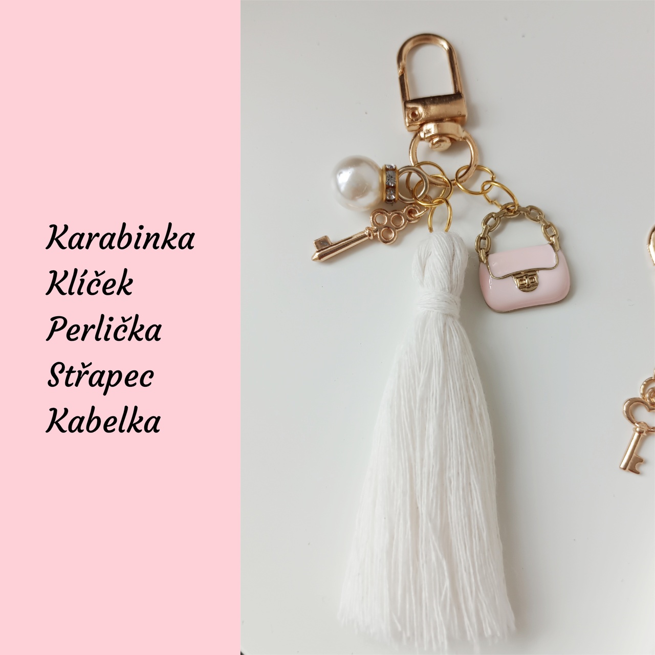 Přívěsek na kabelku – růžová