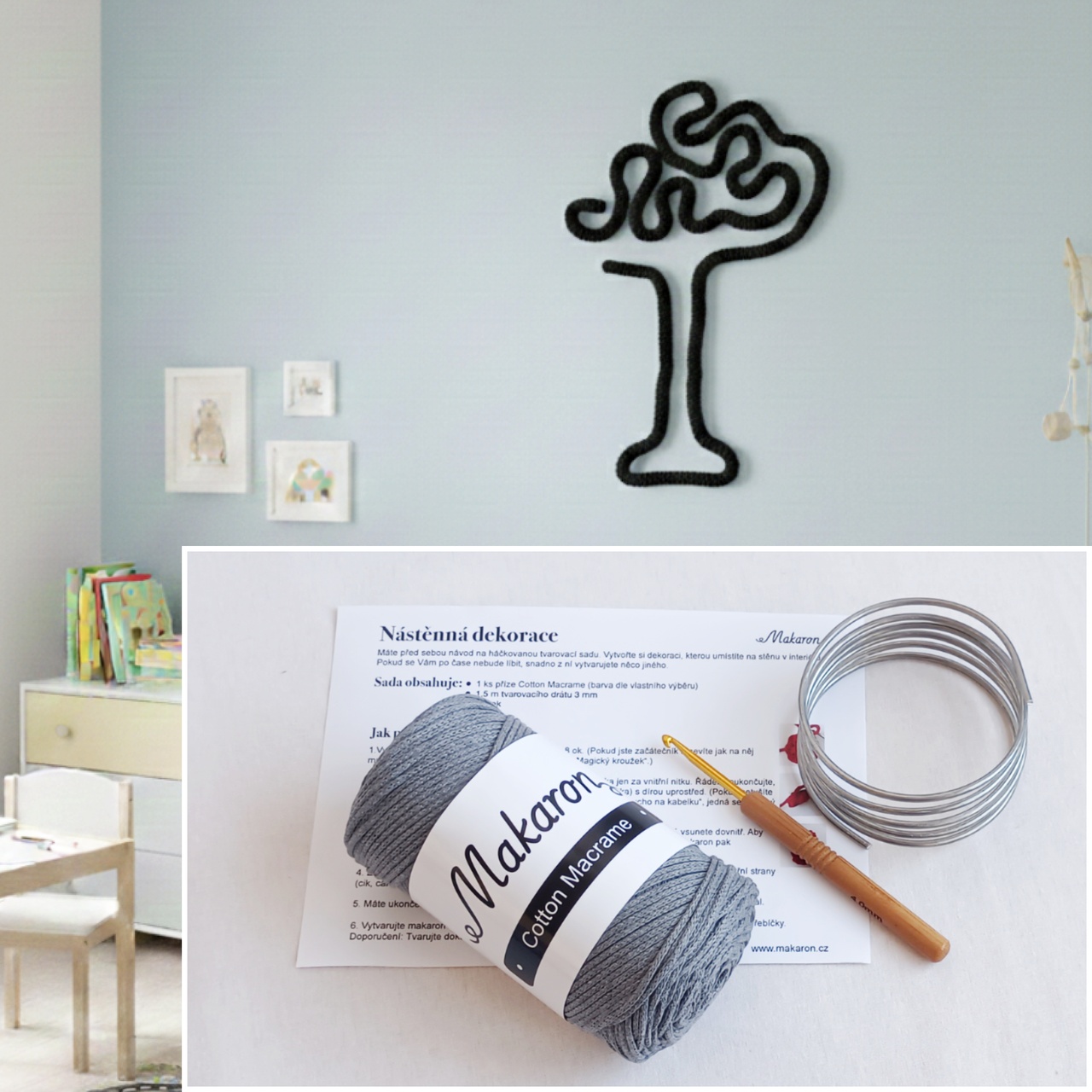 Sada pro nástěnnou dekoraci - tmavě šedá